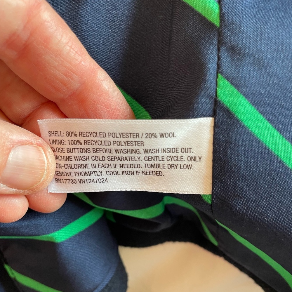 Rowing Blazers Navy Blazer with Green Stripes - Picture 6 of 7